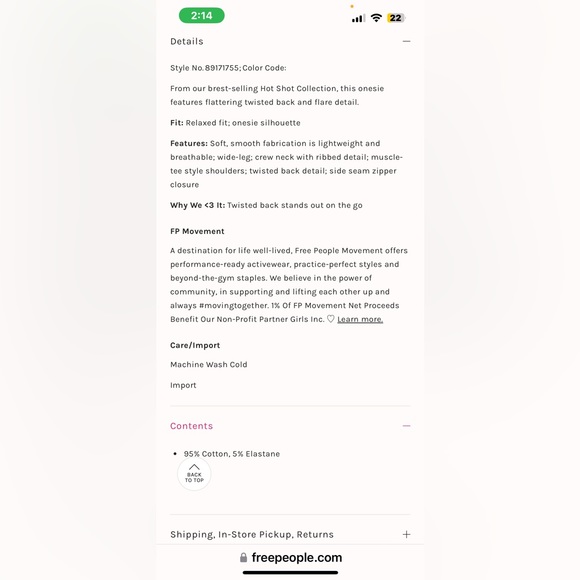 NWT FREE PEOPLE MOVEMENT Hot Shot Twisted Onesie In Tofu MSRP $80 Size XL - Picture 5 of 10